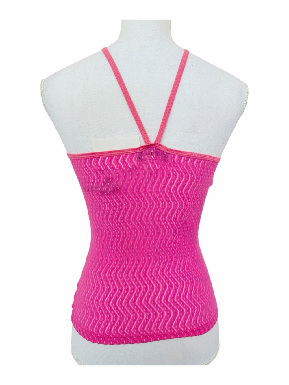 🔥 Bebe Vintage Pink ZigZag Pointelle Halter Top - Medium - Picture 3 of 7